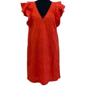 McGuire Eyelet Ruffle Sleeve Coral Dress(Size XS)